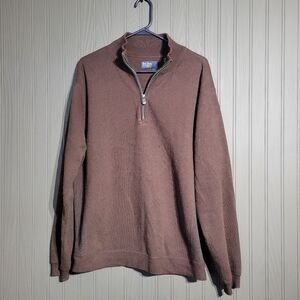 Nat Nast 1/4 Quarter Zip Pullover Sweater Mock Neck Brown Men's Medium